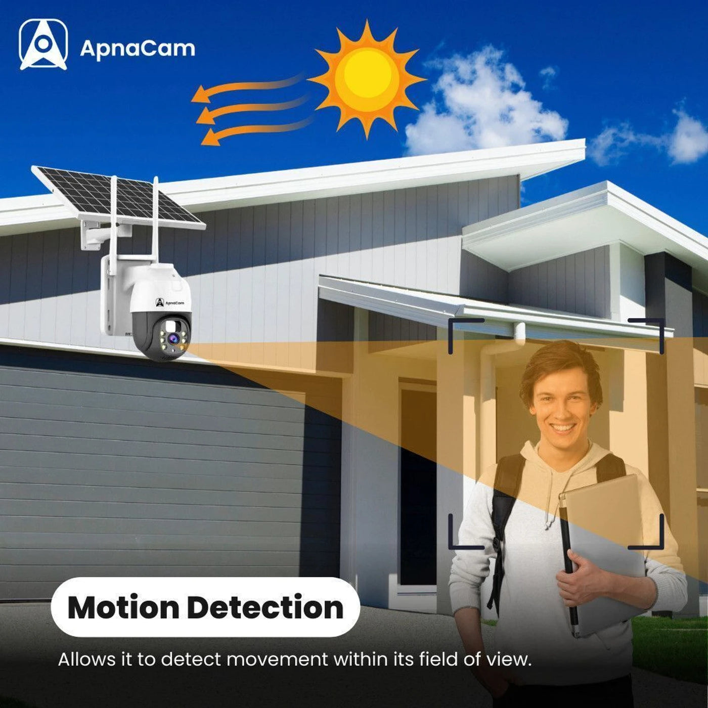 ApnaCam Solar 4G PTZ Outdoor CCTV | FHD | 350° Coverage | Full-Color Night Vision | No WiFi Needed | IP66 | V380 Pro