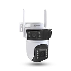 ApnaCam Triple Lens WiFi Outdoor CCTV Camera — 12MP (3×4MP), 3-Screen View, Color Night Vision, AI Detection, Siren Alarm (Home & Shop Security)