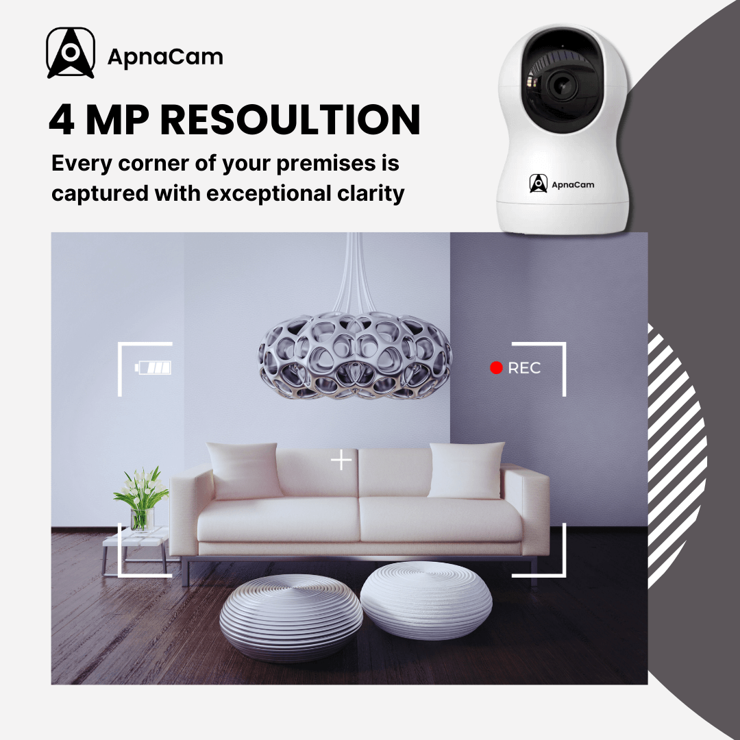 ApnaCam 4MP 2K Wi-Fi Home Security Camera 360˚ | Two Way Talk | Cloud Monitoring | Motion Detect | Night Vision | Supports SD Card (Up to 256 GB)