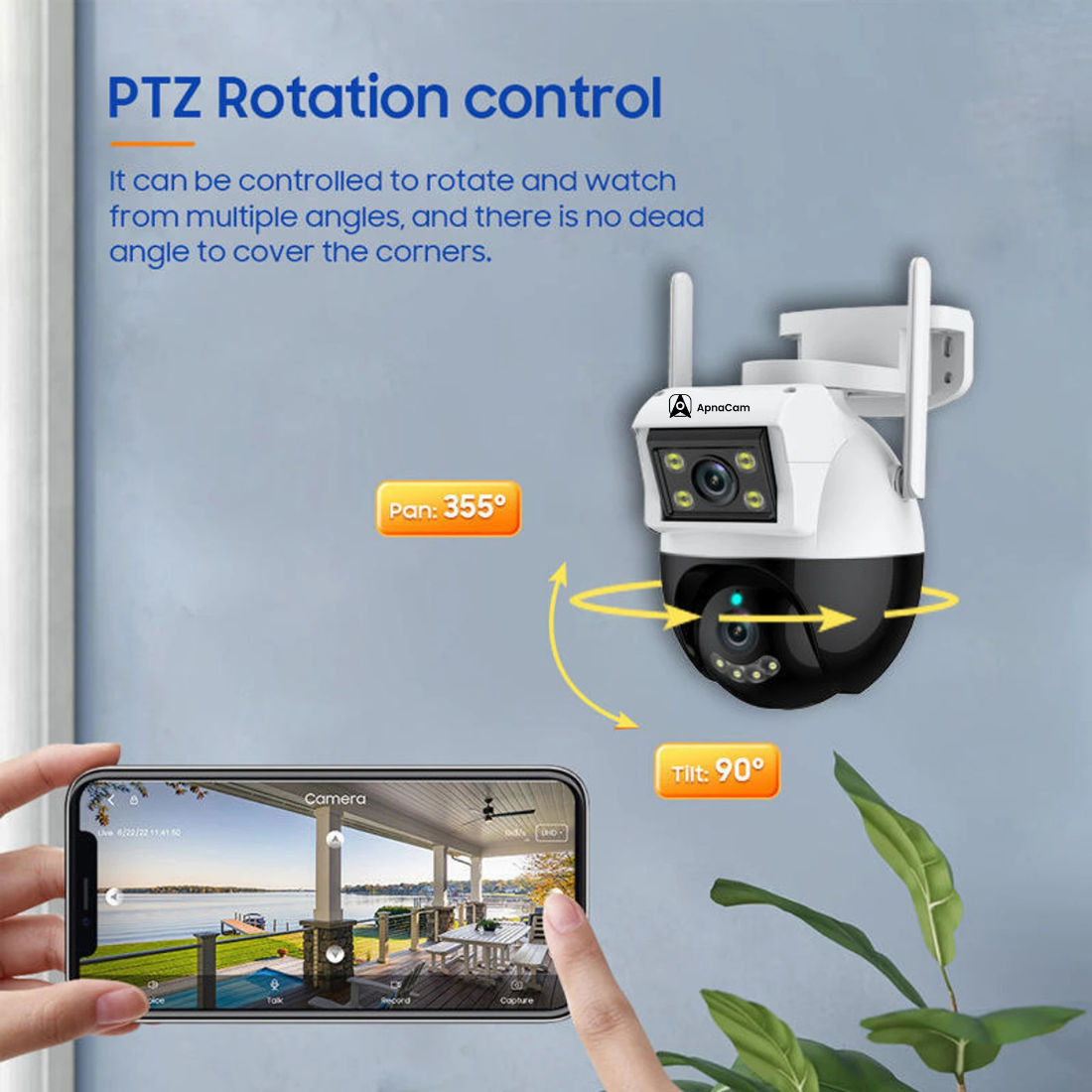 ApnaCam Dual-Lens 2K 4G PTZ Outdoor CCTV | AI Auto-Tracking | Full-Color Night Vision | No WiFi Needed | IP66 | V380 Pro