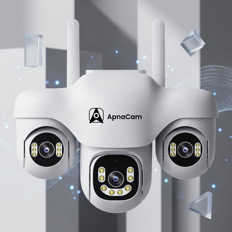 ApnaCam Marine Triple-Lens 4MP QHD WiFi PTZ Security Camera | Live Split-Screen | 3-Zone Simultaneous View | AI Human Detection | Color Night Vision | IP66 Weatherproof