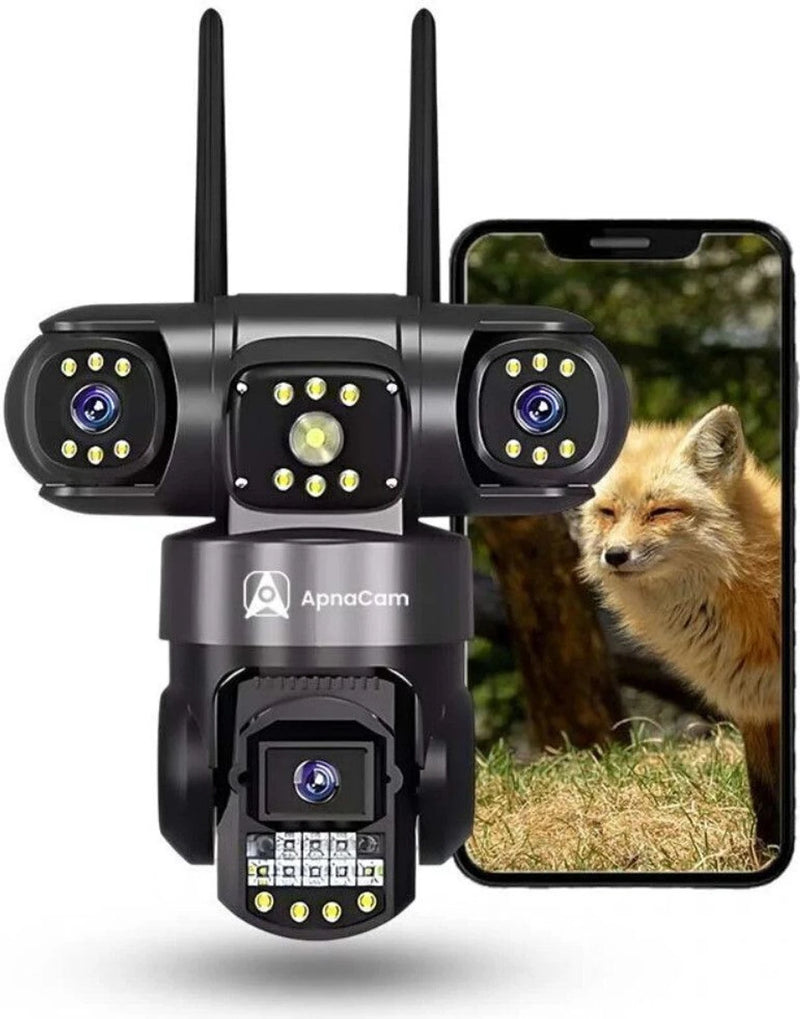ApnaCam 4G Triple Lens PTZ + Bullet Combo CCTV Camera — 8MP Main + 2×5MP, 5X Zoom, Color Night Vision, AI Detection (No WiFi Outdoor Security)