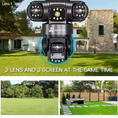ApnaCam 4G Triple Lens PTZ + Bullet Combo CCTV Camera — 8MP Main + 2×5MP, 5X Zoom, Color Night Vision, AI Detection (No WiFi Outdoor Security)