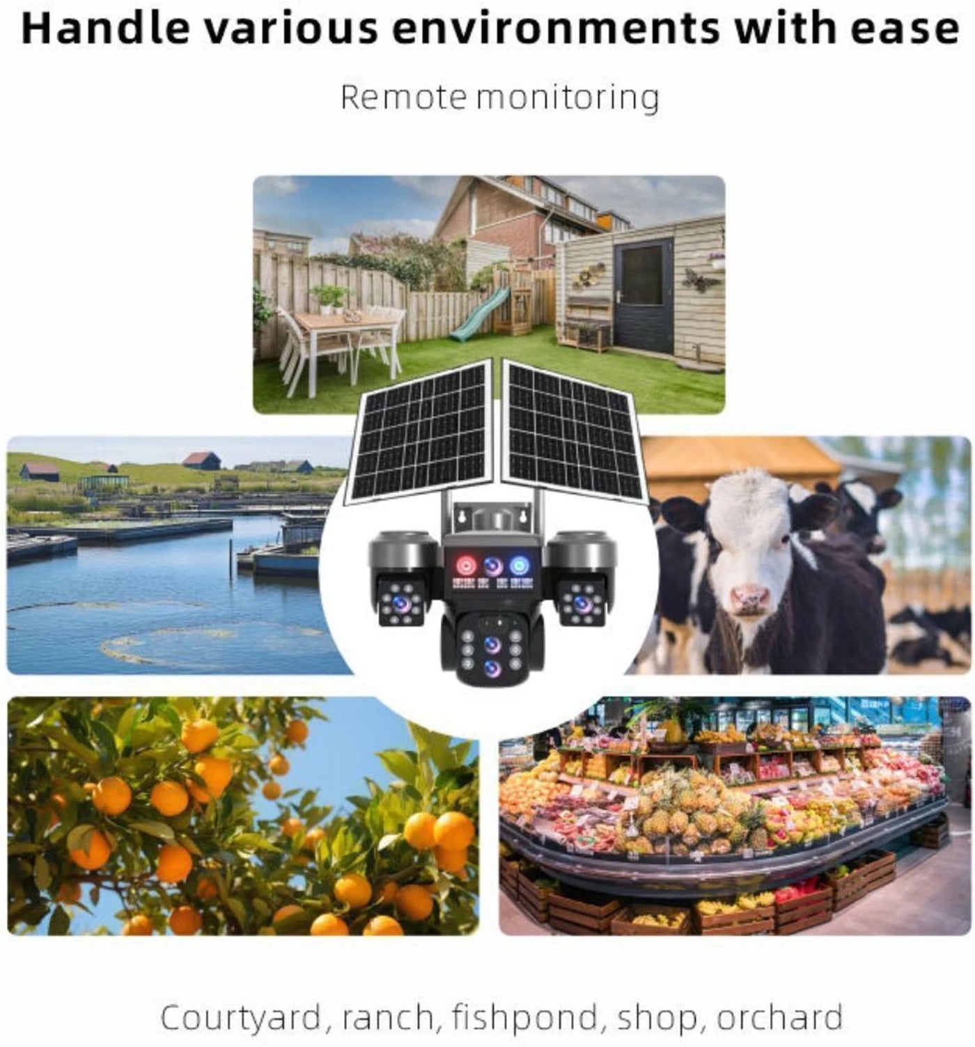 ApnaCam 4G Solar Triple Lens PTZ CCTV Camera — 8MP×3 Lenses, Dual Solar Panel, LED Floodlight, Color Night Vision, 30m Range (No WiFi Outdoor)