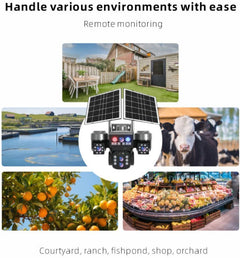 ApnaCam 4G Solar Triple Lens PTZ CCTV Camera — 8MP×3 Lenses, Dual Solar Panel, LED Floodlight, Color Night Vision, 30m Range (No WiFi Outdoor)