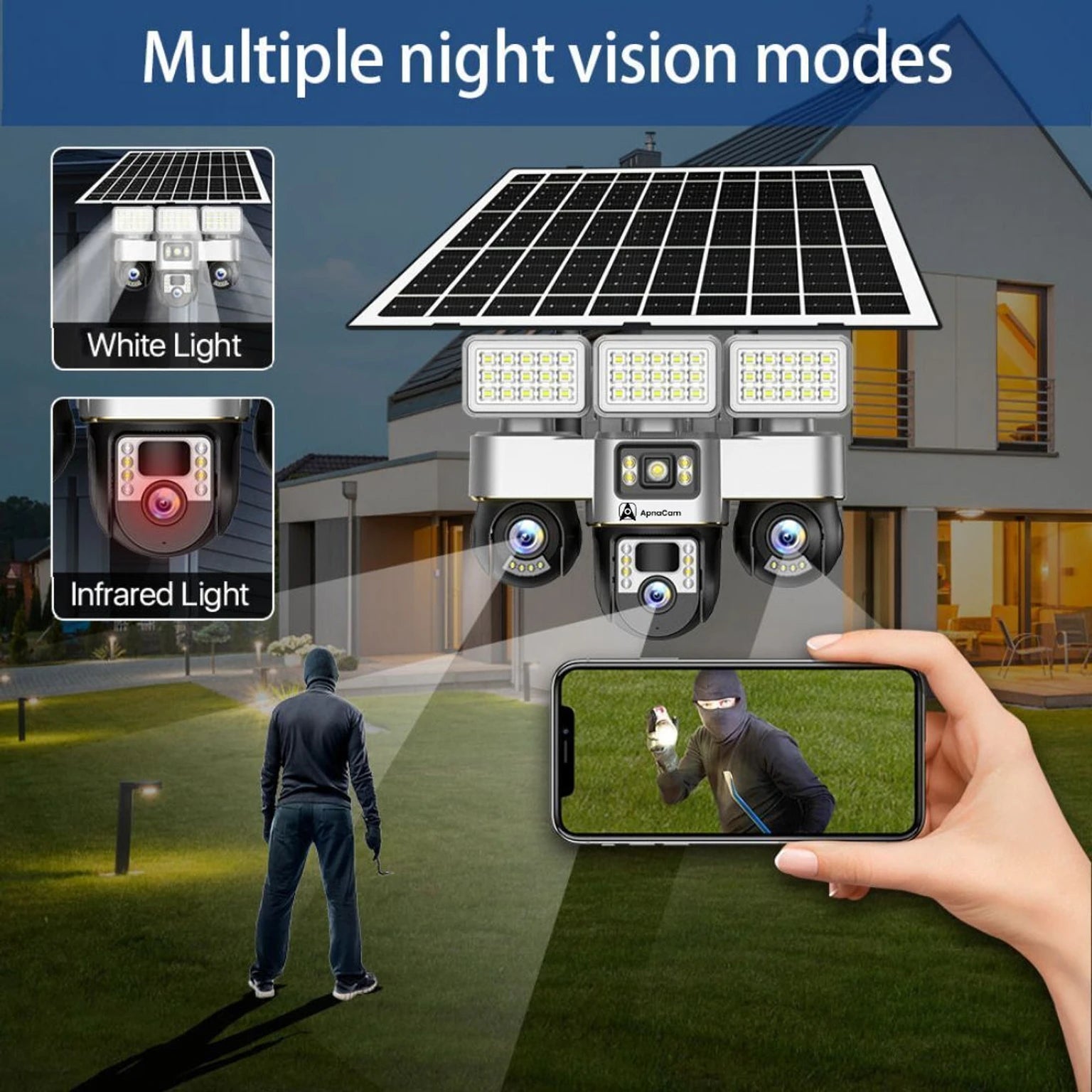 ApnaCam 4G Solar PTZ Camera — 4K Wireless Outdoor CCTV, No WiFi Needed, SIM-Based with Night Vision (Solar Powered)
