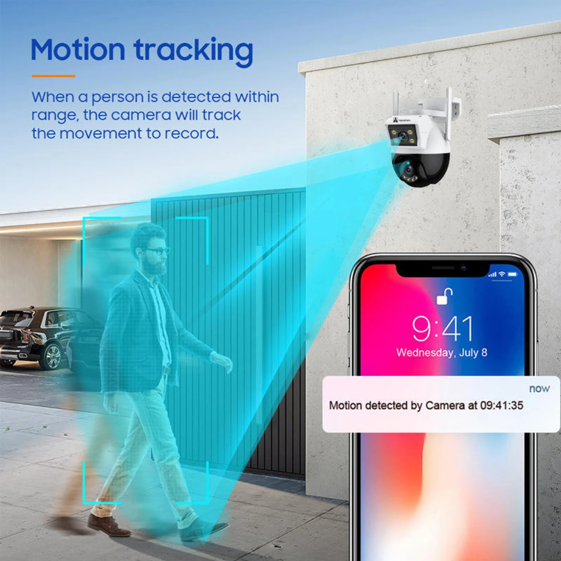 ApnaCam Dual-Lens 2K 4G PTZ Outdoor CCTV | AI Auto-Tracking | Full-Color Night Vision | No WiFi Needed | IP66 | V380 Pro