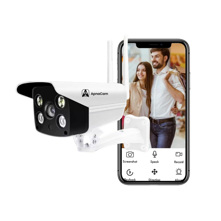 ApnaCam 3MP WiFi Bullet Security Camera Outdoor | Color Night Vision, Two-Way Audio & Motion Detection