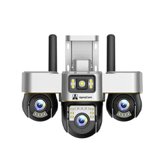 ApnaCam Triple Lens 4G PTZ CCTV Camera — 6MP Ultra HD, 3-Screen View, No WiFi, SIM-Based (Home, Shop, Farm Security)