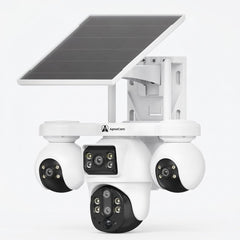 ApnaCam 4 Lens 4G Solar PTZ CCTV Camera — 12MP Per Lens, AI Auto-Tracking, Color Night Vision, Siren Alarm (No WiFi, IP66 Outdoor)