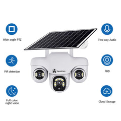 ApnaCam 6MP 4G Solar Outdoor PTZ Security Camera | Triple Lens 360° View, Night Vision, Motion Detection, Two-Way Audio, IP66 Waterproof | No WiFi, No Electricity Needed - ApnaCam