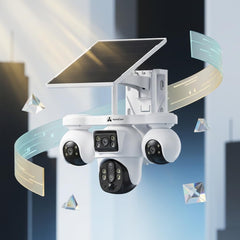 ApnaCam 4 Lens 4G Solar PTZ CCTV Camera — 12MP Per Lens, AI Auto-Tracking, Color Night Vision, Siren Alarm (No WiFi, IP66 Outdoor)