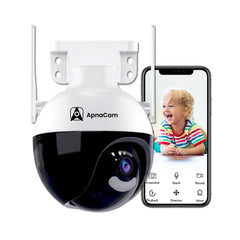 ApnaCam 3MP WiFi Security Camera Outdoor 360° PTZ | Color Night Vision, Motion Detection & Two-Way Audio - ApnaCam