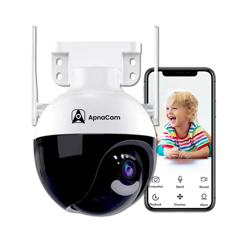ApnaCam 3MP WiFi Security Camera Outdoor 360° PTZ | Color Night Vision, Motion Detection & Two-Way Audio