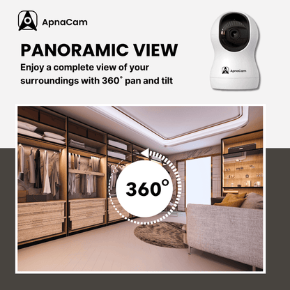 ApnaCam 4MP 2K Wi-Fi Home Security Camera 360˚ | Two Way Talk | Cloud Monitoring | Motion Detect | Night Vision | Supports SD Card (Up to 256 GB)