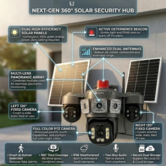 ApnaCam Brahmo Triple-Lens 8MP 4G Solar PTZ Outdoor Security Camera | Dual Solar Panel | Color Night Vision | Weatherproof | 256GB SD Support | V380 Pro App