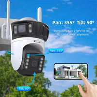 ApnaCam Triple Lens WiFi Outdoor CCTV Camera — 12MP (3×4MP), 3-Screen View, Color Night Vision, AI Detection, Siren Alarm (Home & Shop Security)