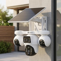 ApnaCam 4 Lens 4G Solar PTZ CCTV Camera — 12MP Per Lens, AI Auto-Tracking, Color Night Vision, Siren Alarm (No WiFi, IP66 Outdoor)