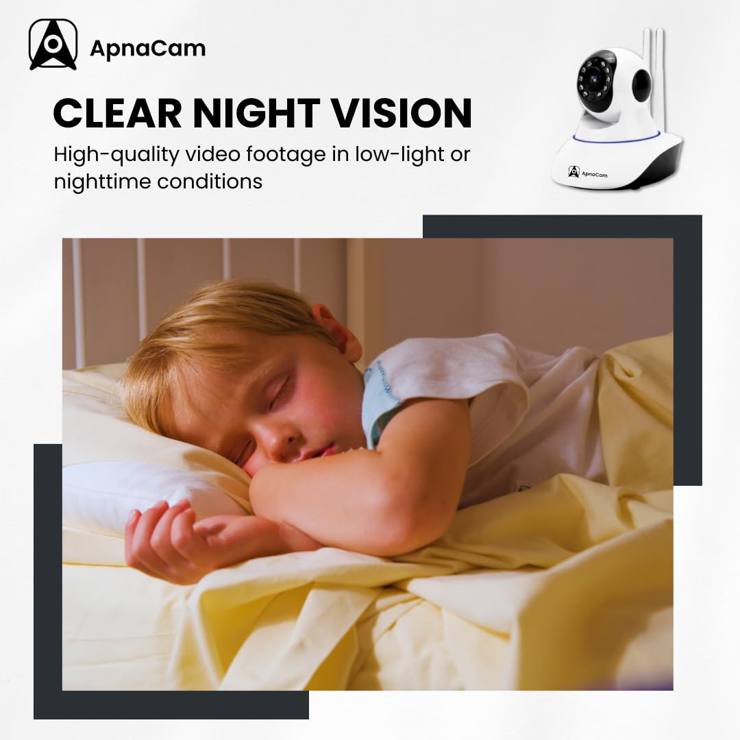 ApnaCam 2K WiFi CCTV Camera for Home — 360° PTZ Indoor Security Camera, Motion Tracking, 2-Way Audio, Night Vision, Dual Antenna (Baby & Pet Monitor)