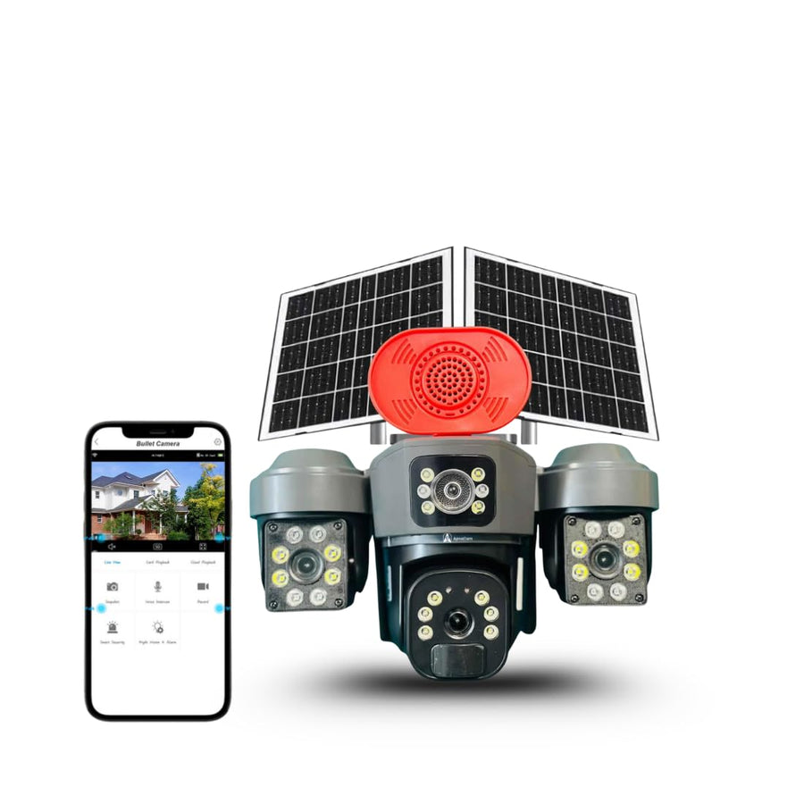 ApnaCam 4G Solar PTZ Outdoor Security Camera | Triple Lens, Full Color Night Vision, Motion Detection, Two-Way Audio, IP66 Waterproof | No WiFi, No Electricity Needed