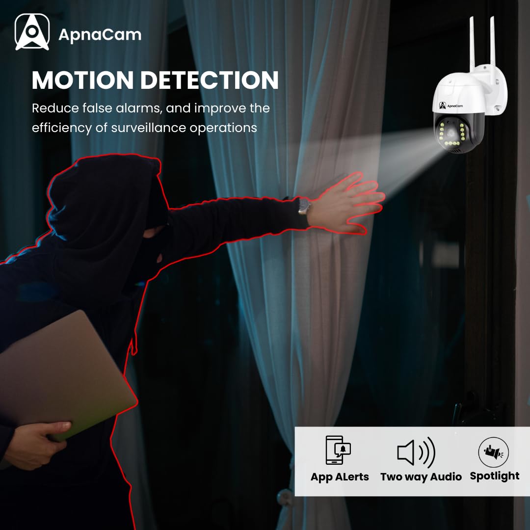 ApnaCam 4MP 4G SIM PTZ Outdoor Security Camera – 360° Pan Tilt, Full Color Night Vision, Motion Tracking, Two-Way Audio, IP66 Waterproof CCTV | No WiFi Needed - ApnaCam