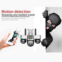 ApnaCam Triple Lens 4G PTZ CCTV Camera — 6MP Ultra HD, 3-Screen View, No WiFi, SIM-Based (Home, Shop, Farm Security)