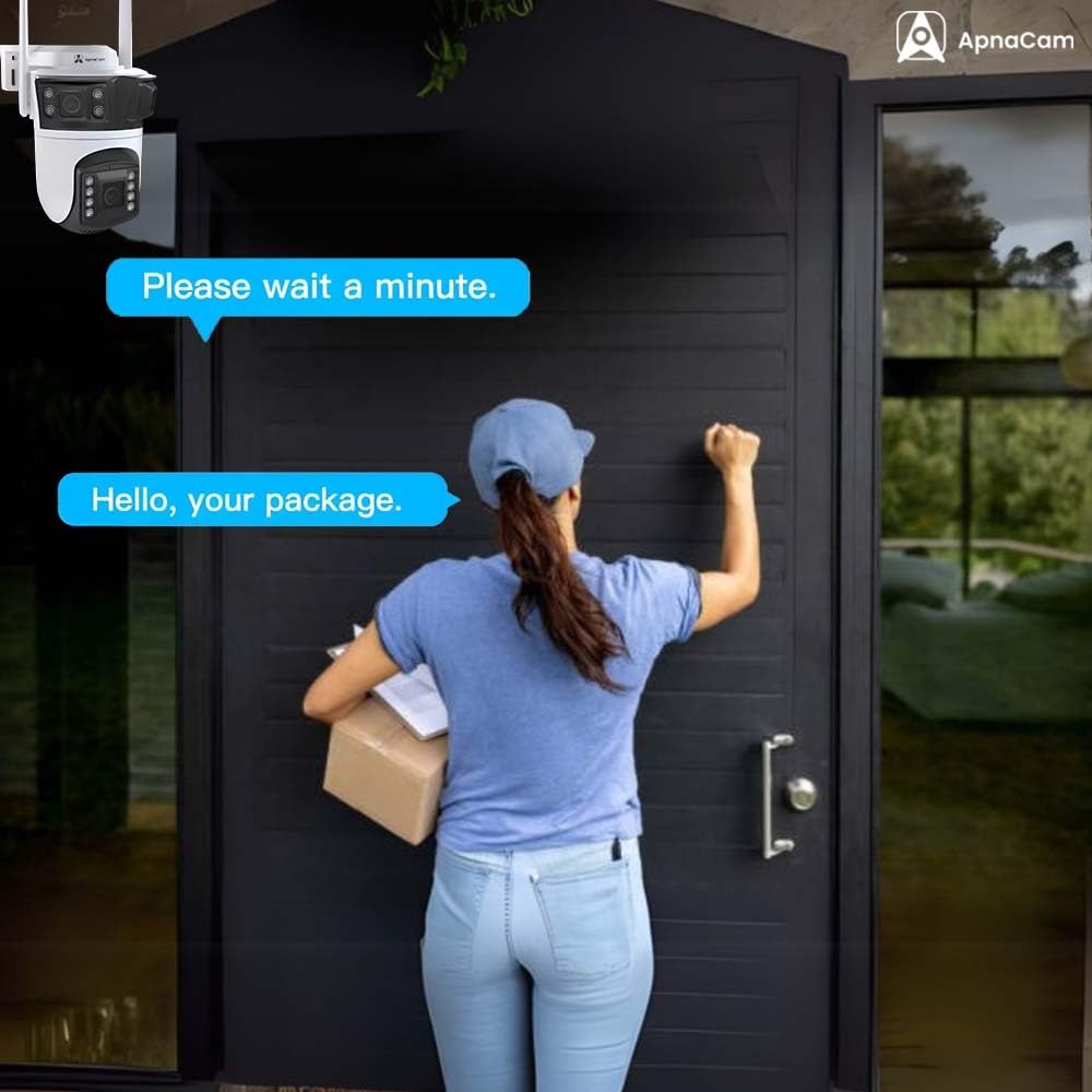 ApnaCam Triple Lens WiFi Outdoor CCTV Camera — 12MP (3×4MP), 3-Screen View, Color Night Vision, AI Detection, Siren Alarm (Home & Shop Security)