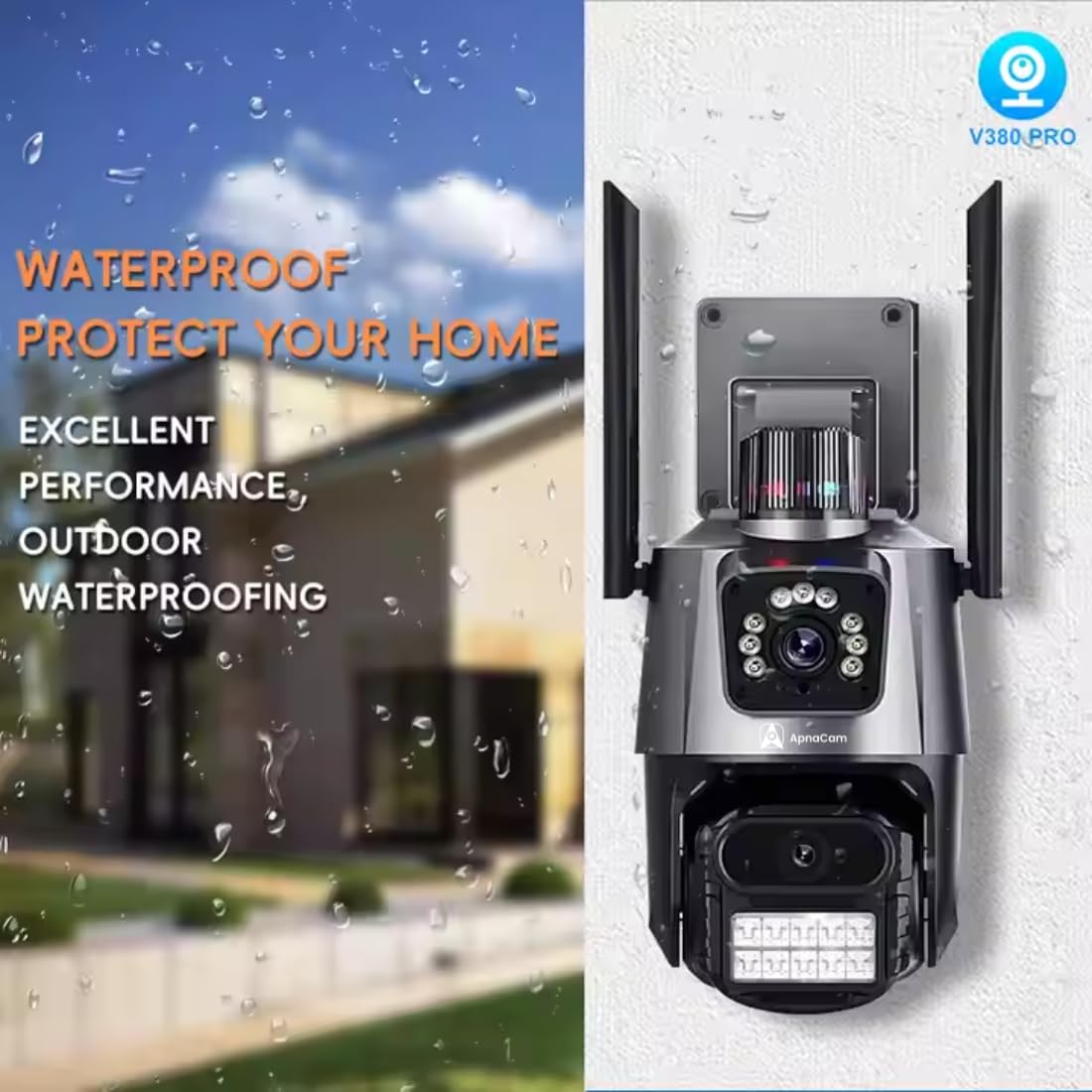 ApnaCam Dual Lens WiFi Outdoor CCTV Camera — 4+4MP (8MP), Bullet + PTZ Combo, Dual View, Night Vision, 2-Way Audio (Home & Shop Security)