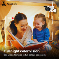 ApnaCam 3MP WiFi Bullet Security Camera Outdoor | Color Night Vision, Two-Way Audio & Motion Detection