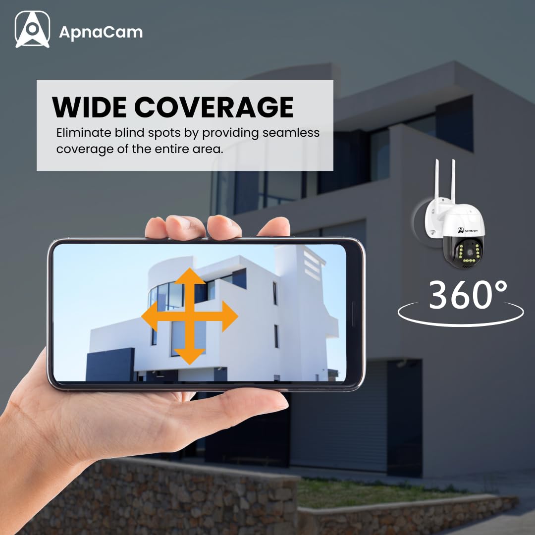 ApnaCam 4MP 4G SIM PTZ Outdoor Security Camera – 360° Pan Tilt, Full Color Night Vision, Motion Tracking, Two-Way Audio, IP66 Waterproof CCTV | No WiFi Needed - ApnaCam