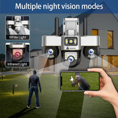 ApnaCam Triple Lens 4G PTZ CCTV Camera — 6MP Ultra HD, 3-Screen View, No WiFi, SIM-Based (Home, Shop, Farm Security)