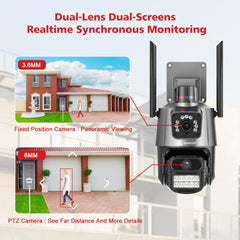 ApnaCam Dual Lens WiFi Outdoor CCTV Camera — 4+4MP (8MP), Bullet + PTZ Combo, Dual View, Night Vision, 2-Way Audio (Home & Shop Security)