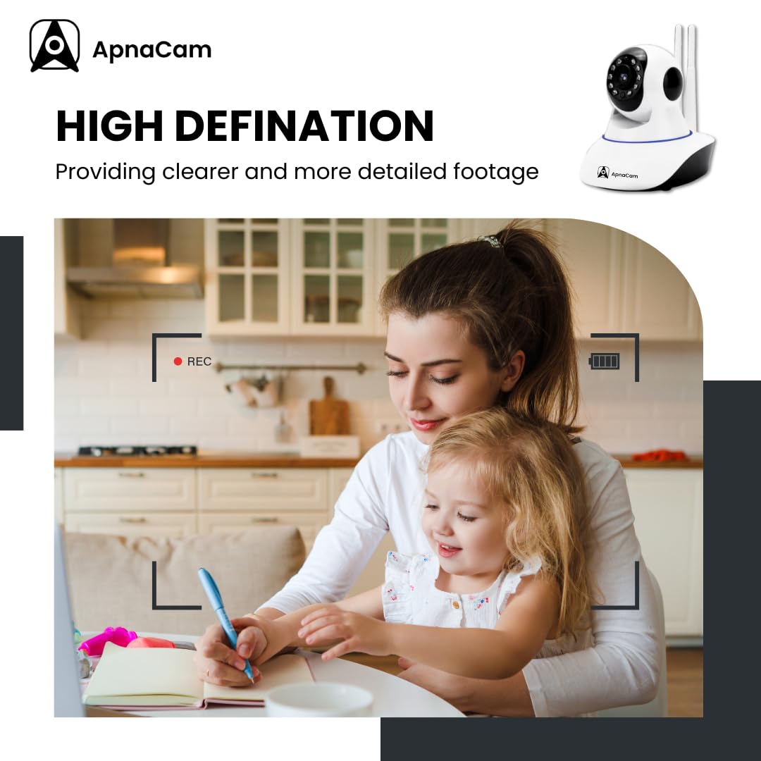 ApnaCam 2K WiFi CCTV Camera for Home — 360° PTZ Indoor Security Camera, Motion Tracking, 2-Way Audio, Night Vision, Dual Antenna (Baby & Pet Monitor)