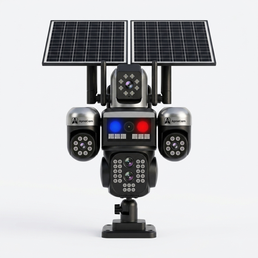 ApnaCam Flash Cop 8MP 4G SIM Triple Lens Solar PTZ Camera | 355° AI Human Tracking, Dual Solar Panel, Color Night Vision, 3-Channel View, IP66, SD Card up to 128GB