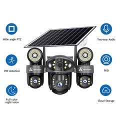 ApnaCam 8+8+8MP FHD Spyder Led Solar 4G 3lens PTZ Waterproof, Color Night Vision CCTV Security Camera (SD Card Support Upto 128 GB, 4 Channel)