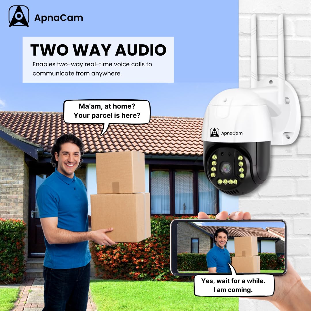 ApnaCam 4MP 4G SIM PTZ Outdoor Security Camera – 360° Pan Tilt, Full Color Night Vision, Motion Tracking, Two-Way Audio, IP66 Waterproof CCTV | No WiFi Needed - ApnaCam