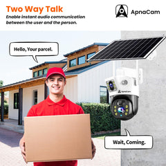 ApnaCam 5MP 4G Solar Dual Lens PTZ Camera | 7W Panel, PIR + Radar Motion, Full Color Night Vision, Two-Way Audio, IP65 Waterproof | No WiFi, No Electricity Needed - ApnaCam