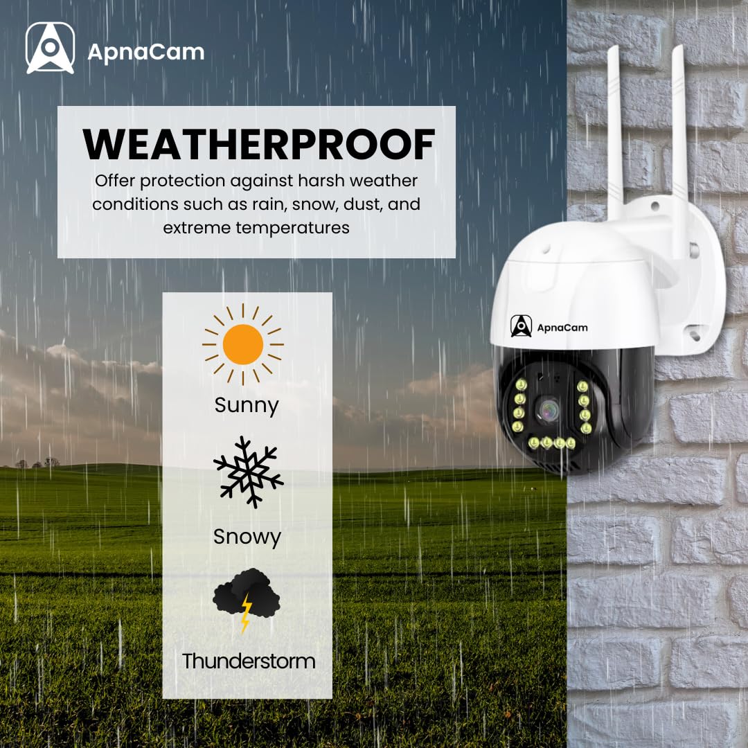 ApnaCam 4MP 4G SIM PTZ Outdoor Security Camera – 360° Pan Tilt, Full Color Night Vision, Motion Tracking, Two-Way Audio, IP66 Waterproof CCTV | No WiFi Needed - ApnaCam