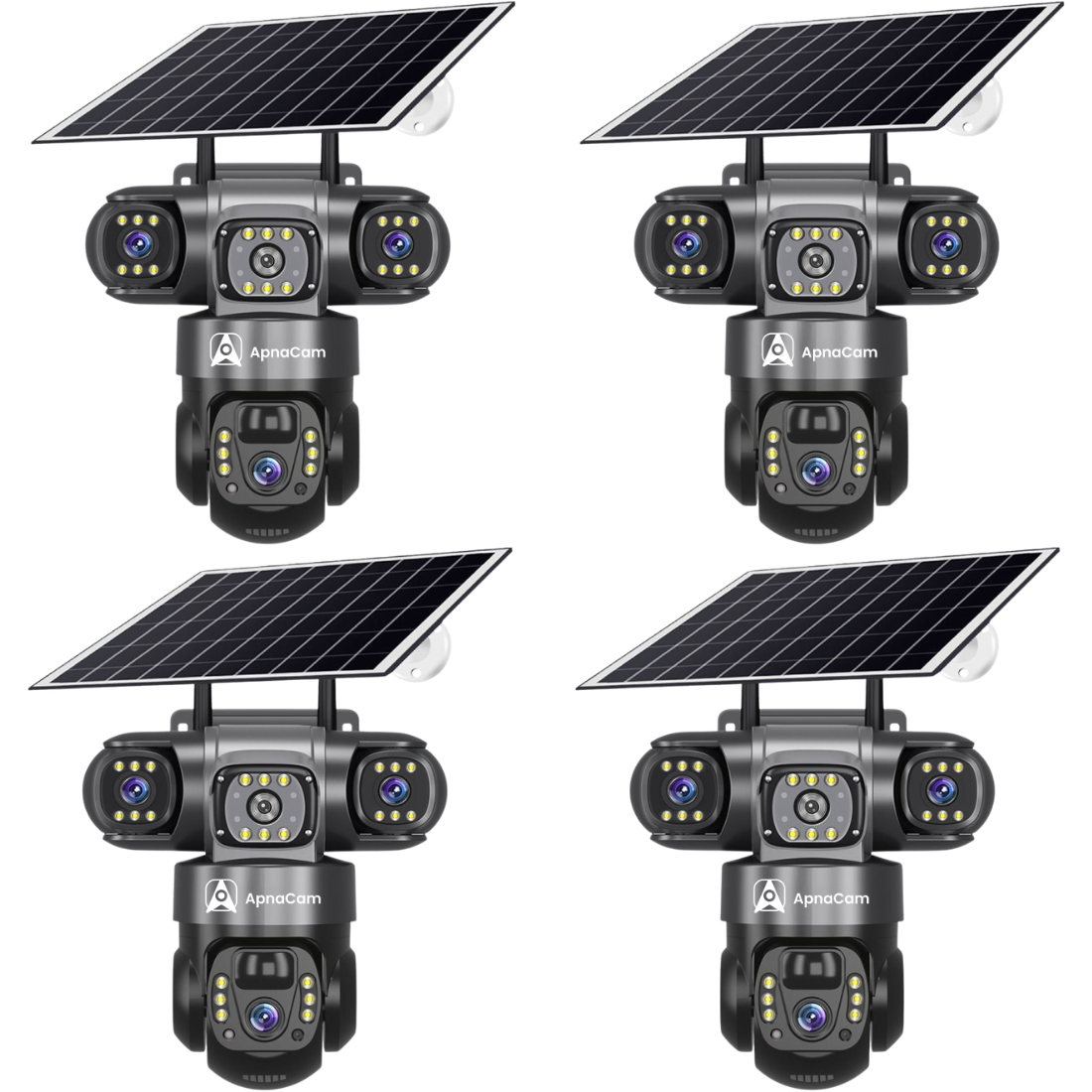 ApnaCam India's First 5G Solar Triple Lens PTZ CCTV Camera - 12MP×3 Lenses, 3-Screen View, AI Tracking, Color Night Vision, IP66 (6 Month Warranty)
