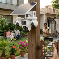 ApnaCam 4 Lens 4G Solar PTZ CCTV Camera — 12MP Per Lens, AI Auto-Tracking, Color Night Vision, Siren Alarm (No WiFi, IP66 Outdoor)