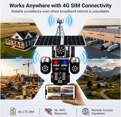 ApnaCam Flash Cop 8MP 4G SIM Triple Lens Solar PTZ Camera | 355° AI Human Tracking, Dual Solar Panel, Color Night Vision, 3-Channel View, IP66, SD Card up to 128GB