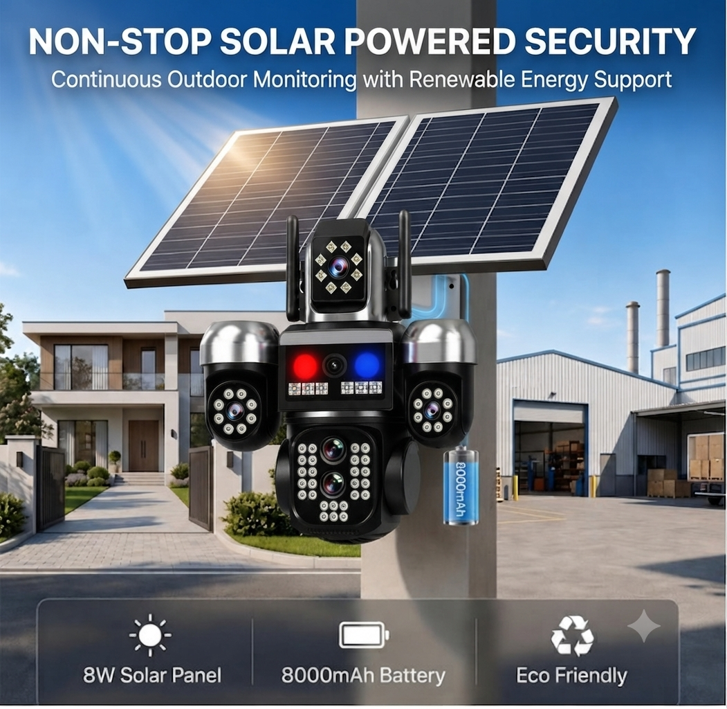 ApnaCam Flash Cop 8MP 4G SIM Triple Lens Solar PTZ Camera | 355° AI Human Tracking, Dual Solar Panel, Color Night Vision, 3-Channel View, IP66, SD Card up to 128GB