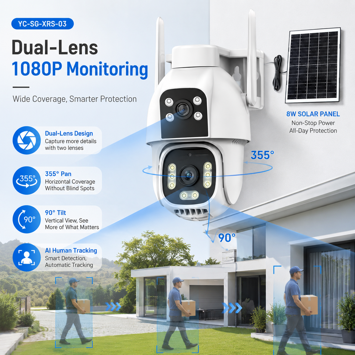 ApnaCam 8+8MP Solar Dual Lens 4G CCTV Camera | 360° PTZ Outdoor Security Camera with Solar Panel, AI Human Detection, Color Night Vision, Two-Way Audio