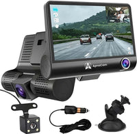 ApnaCam 3-Channel Dash Cam with Reverse Camera — Front + Cabin + Rear, 1080p FHD, 4" IPS Screen, Night Vision, G-Sensor, Loop Recording (Triple Lens Car Camera)
