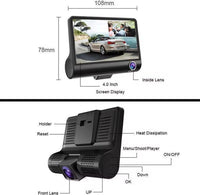 ApnaCam 3-Channel Dash Cam with Reverse Camera — Front + Cabin + Rear, 1080p FHD, 4" IPS Screen, Night Vision, G-Sensor, Loop Recording (Triple Lens Car Camera)