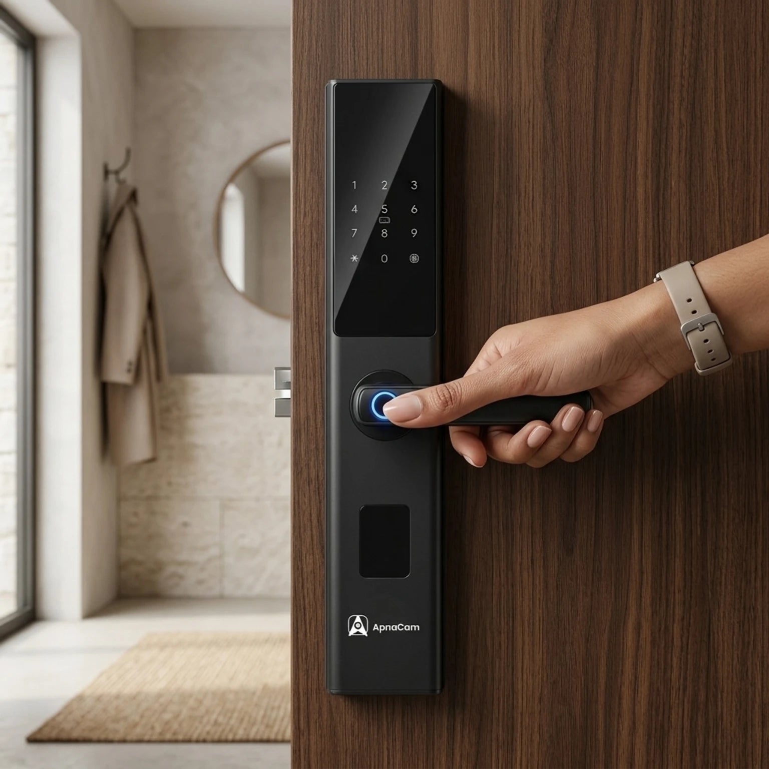 ApnaCam SmartHome Series 1 Pro Slim WiFi Smart Lock | 6-Way Unlock | App + OTP