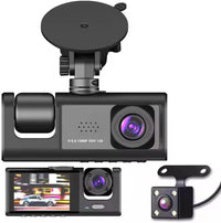 ApnaCam 3-Channel Car Dash Cam – Front 1080P FHD + Cabin + Rear Camera with Reverse Assist | 2-inch Display, WiFi App View, Night Vision, G-Sensor, Loop Recording, Parking Monitor | SD Card up to 128GB