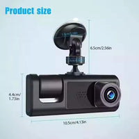 ApnaCam 3-Channel Car Dash Cam – Front 1080P FHD + Cabin + Rear Camera with Reverse Assist | 2-inch Display, WiFi App View, Night Vision, G-Sensor, Loop Recording, Parking Monitor | SD Card up to 128GB