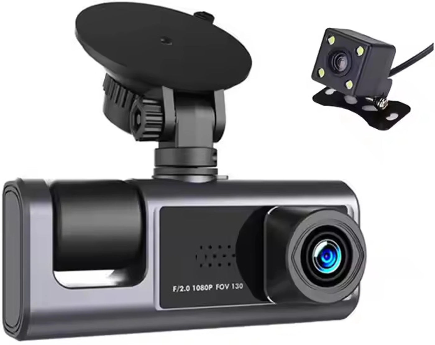 ApnaCam 3-Channel Car Dash Cam – Front 1080P FHD + Cabin + Rear Camera with Reverse Assist | 2-inch Display, WiFi App View, Night Vision, G-Sensor, Loop Recording, Parking Monitor | SD Card up to 128GB