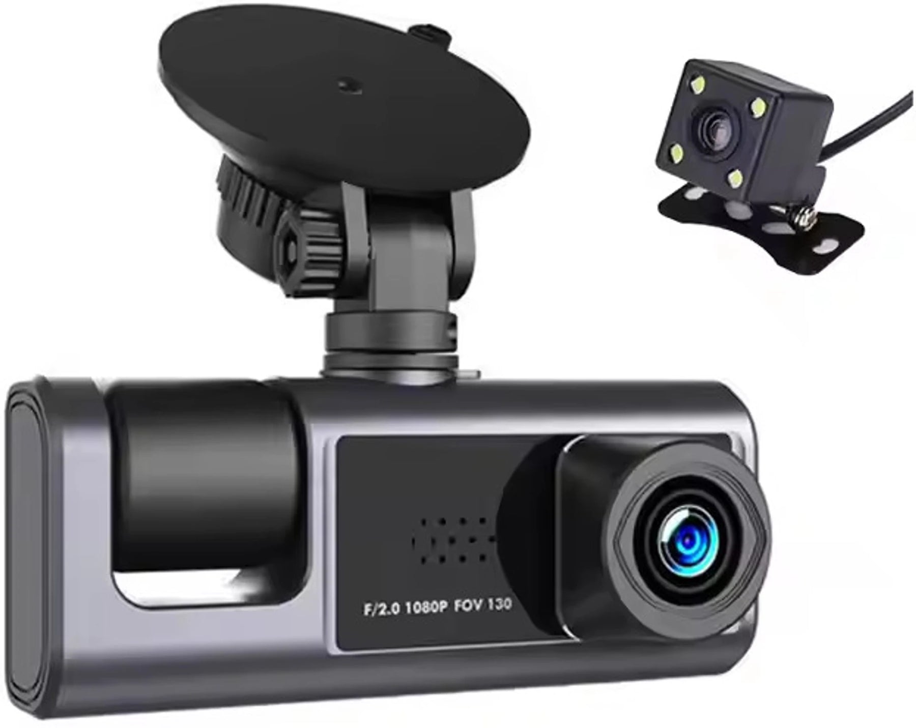 ApnaCam 3-Channel Car Dash Cam – Front 1080P FHD + Cabin + Rear Camera with Reverse Assist | 2-inch Display, WiFi App View, Night Vision, G-Sensor, Loop Recording, Parking Monitor | SD Card up to 128GB